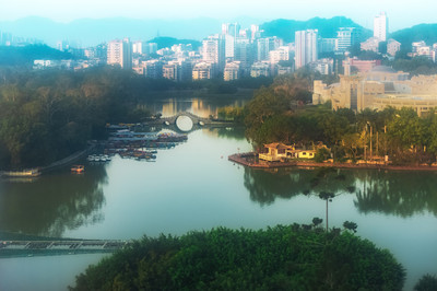 福州西湖公園俯瞰。2019年9月,福州三坊七巷游覽拍攝。